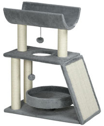 Dopwii Kratzbaum für Katzen mit Spielzeug und Katzenbett Hellgrau 60 x 30 x 76 cm – Bild 1 von 1