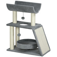 Produktbild von Dopwii Kratzbaum für Katzen mit Spielzeug und Katzenbett Hellgrau 60 x 30 x 76 cm