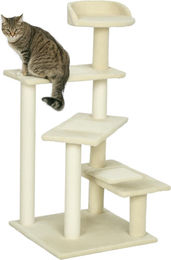Dopwii Kratzbaum für kleine bis mittelgroße Katzen, 100 cm hoher Katzenturm mit Sisalstämmen und Plattformen, Beige – Bild 1 von 2