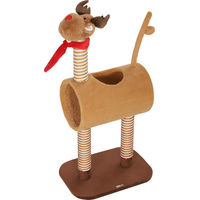 Produktbild von Dopwii Kratzbaum Katzenturm im Hirschdesign mit Höhle und Spielball aus Sisal und Plüsch Braun 98 cm