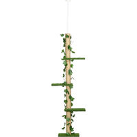 Produktbild von Dopwii Kratzbaum mit Deckenspanner höhenverstellbar 202-242 cm in Grün/Gelb aus Spanplatte