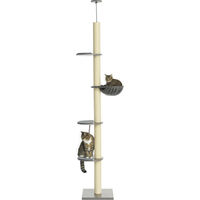Produktbild von Dopwii Kratzbaum mit Hängematte und Deckenspanner Grau Cremeweiß 40 x 40 x 250 cm