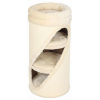 Produktbild von Dopwii Kratztonne für Katzen 75 cm hoch mit 3 Höhlen und waschbarem Plüschbett sowie Sisal-Kratzflächen