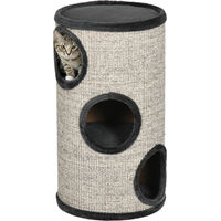 Produktbild von Dopwii Kratztonne für Katzen mit 3 Ebenen und Sisal aus Plüsch in Grau 38 x 38 x 70 cm