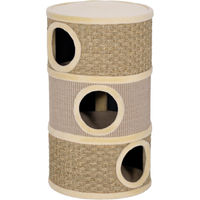 Produktbild von Dopwii Kratztonne für Katzen mit Katzenhöhle und Sisal, 79 cm hoch, Khaki-Braun