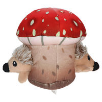 Produktbild von Double Wobble Mushroom Mates Quietschspielzeug Igel aus Plüsch für Hunde in Beige und Bunt 24cm