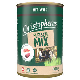 Dr. Alder Christopherus Fleischmix mit Wild Rind und Wildschwein Stückchen in Sauce für Hunde Adult 6x 400 g - 6 x 400 g – Bild 1 von 3