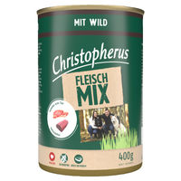 Produktbild von Dr. Alder Christopherus Fleischmix mit Wild Rind und Wildschwein Stückchen in Sauce für Hunde Adult 6x 400 g - 6 x 400 g