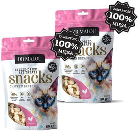 Dr. Malou Gefriergetrocknete Hühnerbrust Fleischwürfel Katzen Leckerlis 2x50g – Bild 1 von 1