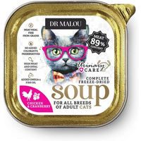 Produktbild von DR MALOU Gefriergetrocknete Suppe Huhn mit Cranberry Urinary Diätfutter für erwachsene Katzen getreidefrei 12g