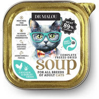 Produktbild von DR MALOU Gefriergetrocknete Suppe Huhn mit Gerstenkraut Getreidefrei Nassfutter für Katzen Adult 12g