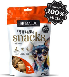 Produktbild von DR MALOU Hundeleckerli Fleischwürfel aus 100 % gefriergetrocknetem Lachs, getreidefrei und hypoallergen, 50 g