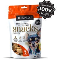 Produktbild von DR MALOU Hundeleckerli Fleischwürfel aus 100 % gefriergetrocknetem Lachs, getreidefrei und hypoallergen, 50 g