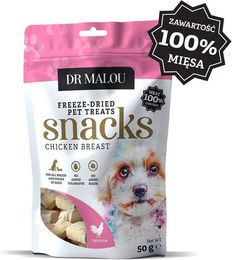Produktbild von DR MALOU Hundeleckerli Fleischwürfel aus 100 % gefriergetrockneter Hühnerbrust 50g