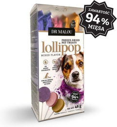 Produktbild von DR MALOU Lollipop Mixed Flavor Gefriergetrocknete Fleischlutscher für Hunde Huhn Getreidefrei 48g