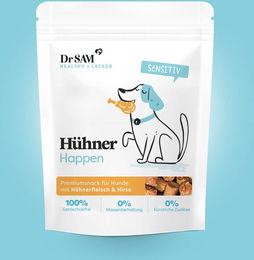 Produktbild von Dr. Sam Hühner Happen Funktionssnack für Hunde glutenfrei 150g