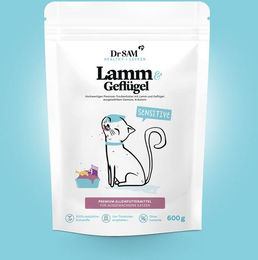 Produktbild von Dr. Sam Premium Getreidefreies Trockenfutter Lachs Geflügel und Lamm für Katzen mit Zahnpflege 600g - 600 g