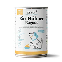 Dr. Sam Premium Hund Nassfutter Huhn Ragout mit hohem Fleischanteil getreidefrei und glutenfrei 400 g - 400 g – Bild 1 von 4