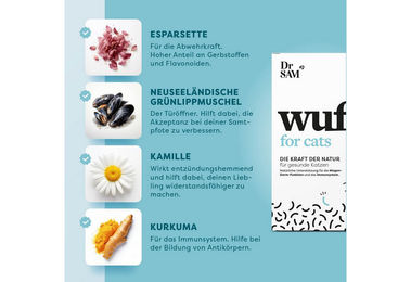 Dr. SAM wufit Cat Tabletten zur Unterstützung von Magen-Darm und Immunsystem für erwachsene Katzen – Bild 1 von 5