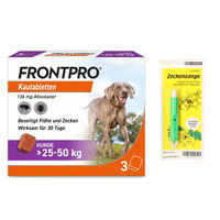 Produktbild von Dr. Schick FRONTPRO Zecken- und Flohschutz Tabletten für große Hunde 25-50kg mit Zeckenzange Set