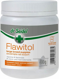 Produktbild von DR SEIDEL Flawitol Vitamine für Welpen großer Rassen zur Unterstützung von Immunsystem, Gelenken und Knochen 400 g Pulver