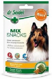Produktbild von DR SEIDEL Funktionssnack Mix 2in1 für Hunde Adult für schönes Fell und frischen Atem 90g