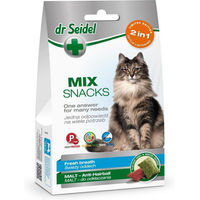 Produktbild von DR SEIDEL Treats Mix 2in1 Leckerli und Malzpaste für Katzen zur Zahnpflege und Haarballenreduktion 60g