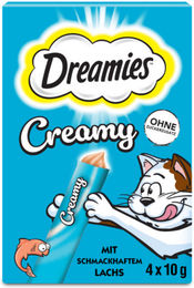 Dreamies Creamy Snack Lachs Leckerli für Katzen Adult 440g - 4 x 10 g – Bild 1 von 5