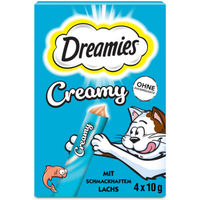 Produktbild von Dreamies Creamy Snack Lachs Leckerli für Katzen Adult 440g - 4 x 10 g