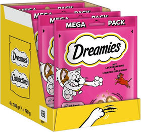 Produktbild von Dreamies Katzen-Leckerli Rind für alle Altersstufen 4 x 180g