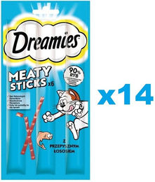 Dreamies Meaty Sticks Katzensnack mit Lachs für adulte Katzen 14 x 30 g - 14 x 30 g – Bild 1 von 3