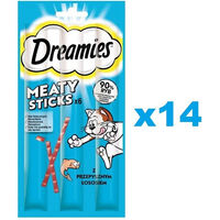 Produktbild von Dreamies Meaty Sticks Katzensnack mit Lachs für adulte Katzen 14 x 30 g - 14 x 30 g