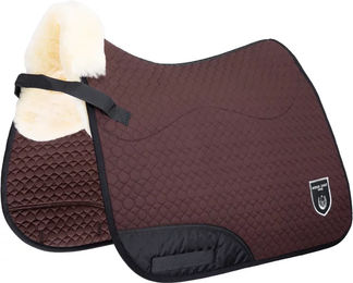 Dressur Schabracke Christ Champ-D mit Lammfell für Warmblut in Braun/Natur – Bild 1 von 3