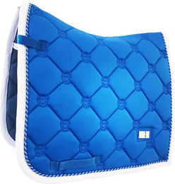 Produktbild von Dressur Schabracke Equestrian Stockholm aus Baumwolle für Vollblut in Blau Weiß Silber