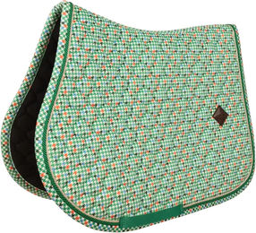 Produktbild von Dressur Schabracke Kentucky Horsewear Pied De Poule Velvet Velours Grün Bunt für Vollblut
