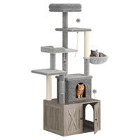 Produktbild von Dripio 3-in-1 Katzenmöbel mit Katzenklo, Kratzbaum und Hängematte in Grau