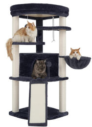 Dripio Eck-Kratzbaum für Katzen mit Sisal-Stämmen, Höhle und Liegeplattform in Dunkelgrau – Bild 1 von 1