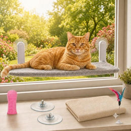 Dripio Katzen-Fensterhängematte mit 2 Bezügen, 6 Saugnäpfen und Spielzeug – Bild 1 von 1