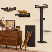 Produktbild von Dripio Katzen-Kletterwand 4-in-1 Schwarz mit Hängematte und Kratzflächen