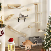 Produktbild von Dripio Katzen-Kletterwand aus Kiefernholz und Sisal 7-teilig mit 4 Plattformen zur Wandmontage