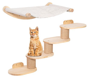 Dripio Katzen-Kletterwand mit Hängematte zur Wandmontage 36x10x36 cm – Bild 1 von 1