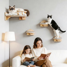 Dripio Katzen-Kletterwand-Set 4-teilig aus Holz in Braun – Bild 1 von 1