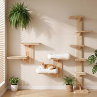 Produktbild von Dripio Katzen-Kletterwand-Set aus Massivholz mit Plüschbett und Sisalmatte