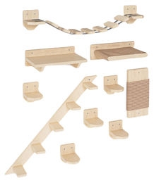Dripio Katzen-Kletterwand-Set XXL mit 10 Ebenen zur Wandmontage aus unbehandeltem Material – Bild 1 von 1