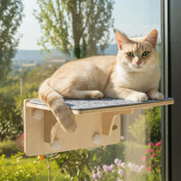 Produktbild von Dripio Katzen-Raumbett aus Holz mit Filzkissen und Saugnapf 40x26x18 cm