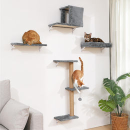 Dripio Katzen-Wandplanken Set 4-in-1 aus Holz in Beige für 41 cm Gipskarton – Bild 1 von 1