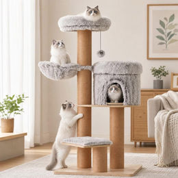 Dripio Katzenbaum 155 cm mit 4 Ebenen und 6 Kratzstämmen für große Katzen – Bild 1 von 1