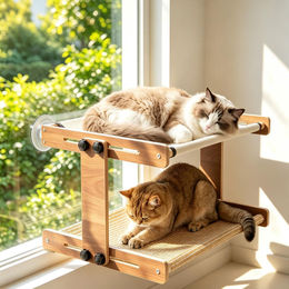 Dripio Katzenfensterplatz Doppeldecker aus Holz und Sisal für mehrere Katzen – Bild 1 von 1