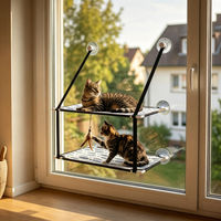 Produktbild von Dripio Katzenhängematte doppellagig mit Saugnäpfen 51x31 cm für bis zu 25 kg
