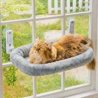 Produktbild von Dripio Katzenhängematte für das Fenster, faltbar und waschbar, Grau, Größe M, bis 18 kg